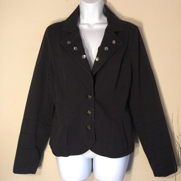 Vintage Jackets & Blazers - RANK Vintage Black Band Style Jacket XL Retro Button Cotton Blend Rocker Blazer
